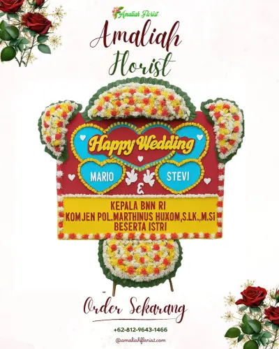 Karangan Papan Bunga Pernikahan di Sukamantri
